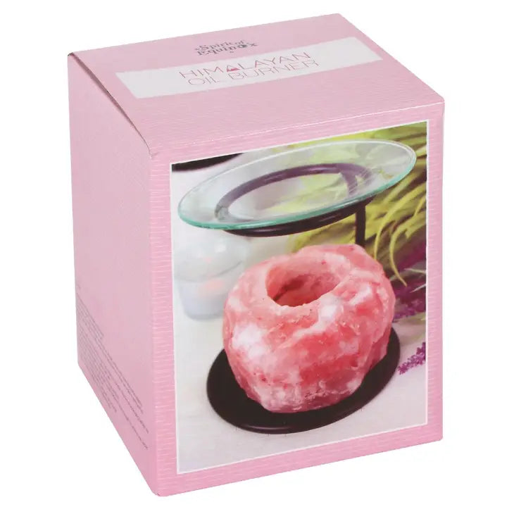 Pink Himalayan Salt Lamp Oil Burner and Wax Warmer Click Flowers UK