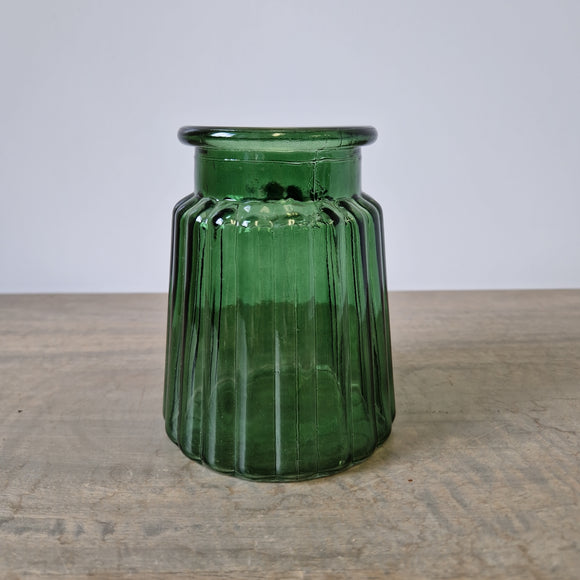 Green ridged vase