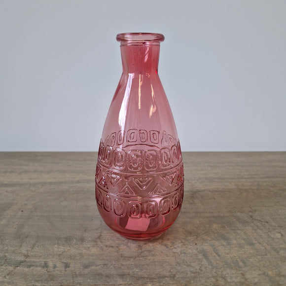 Rose pink narrow neck patterned vase