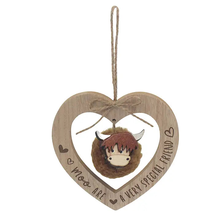 Hanging Highland Cow Wooden Plaque "Moo are a very special friend" - Click Flowers UK | Fresh Flower Bouquet Delivery in Spalding, Lincolnshire