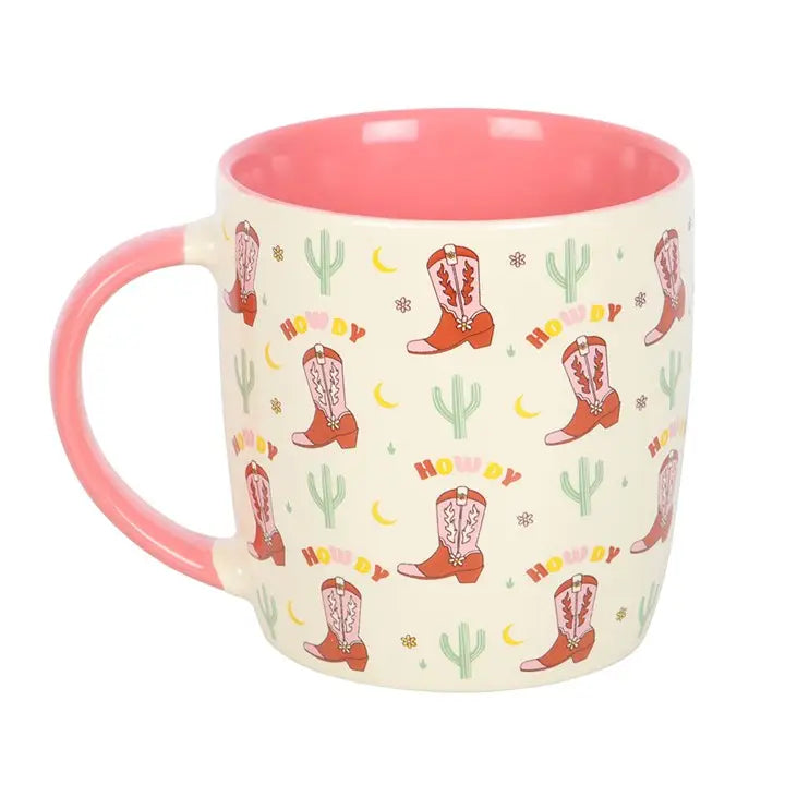 Howdy Pink Cowboy Boot Print Mug - Click Flowers UK | Fresh Flower Bouquet Delivery in Spalding, Lincolnshire