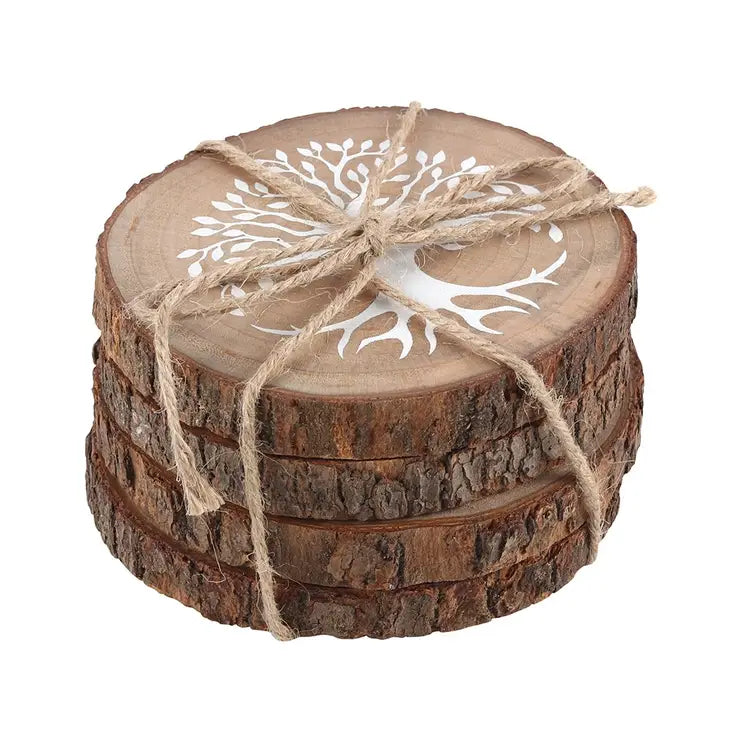 Tree of Life Wood Slice Coaster Set - Click Flowers UK | Fresh Flower Bouquet Delivery in Spalding, Lincolnshire