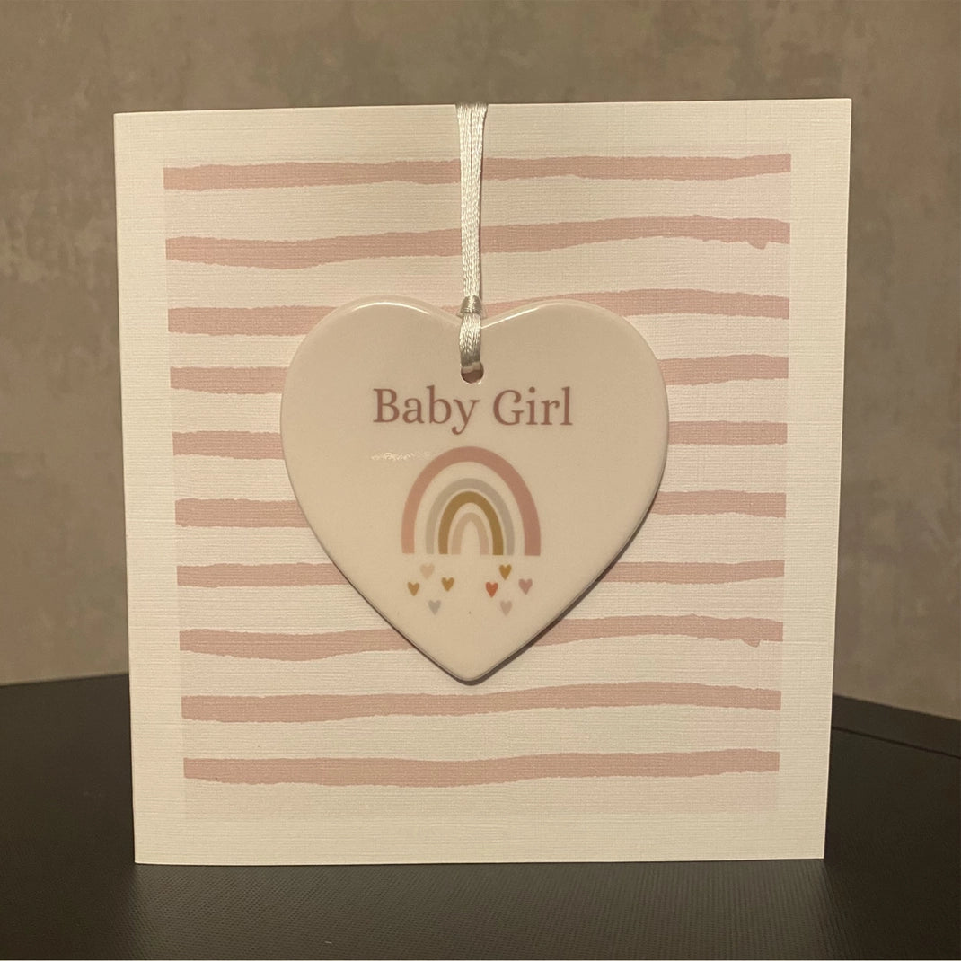 Baby Girl New Born Greeting Card with Ceramic Keepsake Gift - Click Flowers UK | Fresh Flower Bouquet Delivery in Spalding, Lincolnshire