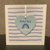 A Baby Boy New Born Greeting Card with Ceramic Keepsake Gift - Click Flowers UK | Fresh Flower Bouquet Delivery in Spalding, Lincolnshire