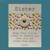 Sister Ceramic Pocket Token Pocket Hug and Card - Click Flowers UK | Fresh Flower Bouquet Delivery in Spalding, Lincolnshire