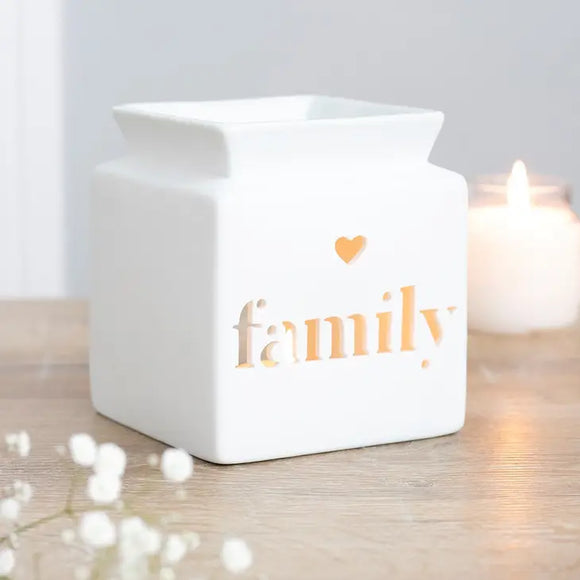 White Family Cut Out Oil Burner and Wax Warmer