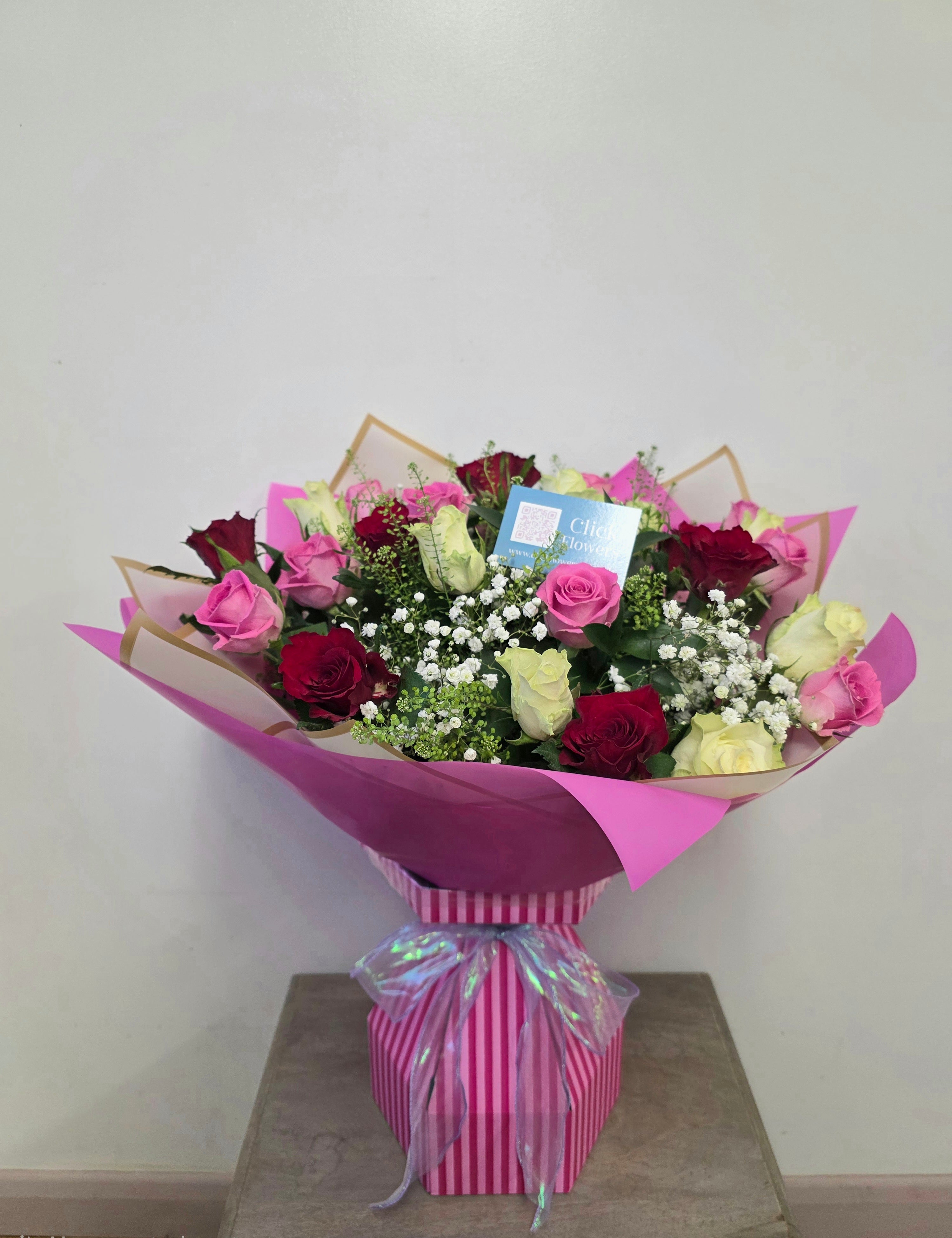 Valentine's mixed rose bouquet - Click Flowers UK | Fresh Flower Bouquet Delivery in Spalding, Lincolnshire