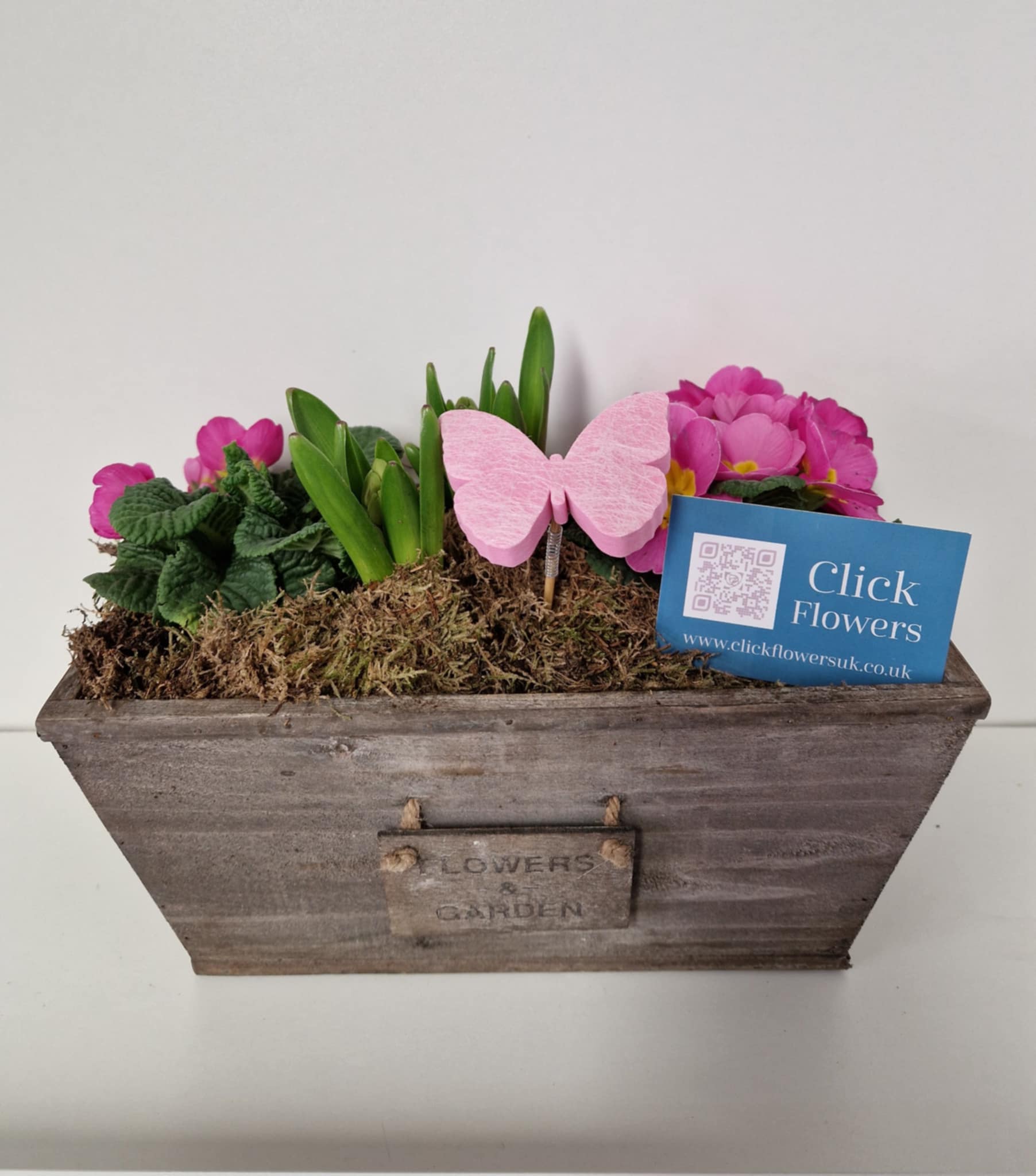 Planter - 28cm Wooden Trough - Click Flowers UK | Fresh Flower Bouquet Delivery in Spalding, Lincolnshire