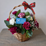 Christmas Mixed Carnation Basket Arrangement - Click Flowers UK | Fresh Flower Bouquet Delivery in Spalding, Lincolnshire