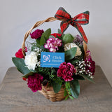 Christmas Mixed Carnation Basket Arrangement - Click Flowers UK | Fresh Flower Bouquet Delivery in Spalding, Lincolnshire
