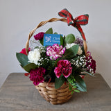 Christmas Mixed Carnation Basket Arrangement - Click Flowers UK | Fresh Flower Bouquet Delivery in Spalding, Lincolnshire