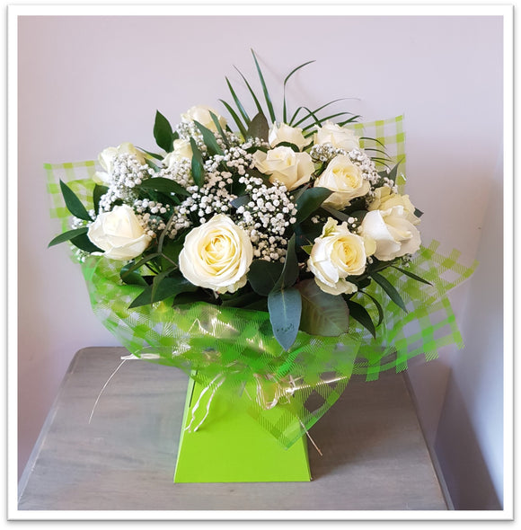 Luxury Romantic Large Head White Rose Bouquet
